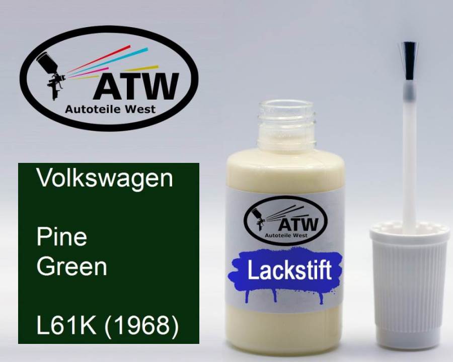 Volkswagen, Pine Green, L61K (1968): 20ml Lackstift, von ATW Autoteile West.